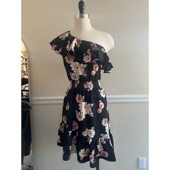 JOA Los Angeles One Shoulder Floral Dress Asymmetric Small Coquette Feminine - Picture 1 of 14